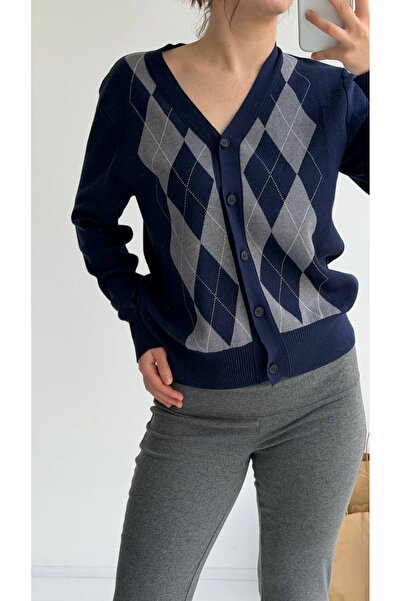 GAYA Preppy Chic Argyle Hırka