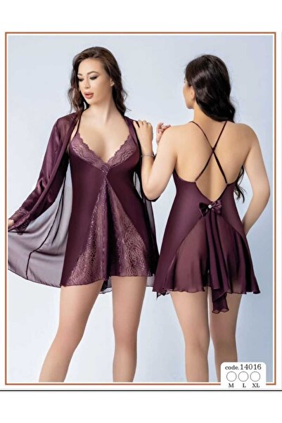 AAO lajoya kısa saten gecelik