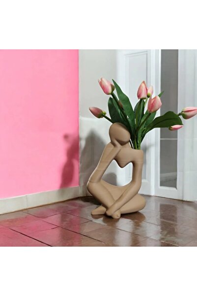 talha3d 🖤🤍 Modern Figürlü Dekoratif Vazo / Saksı – Siyah & Beyaz Tasarım Obje