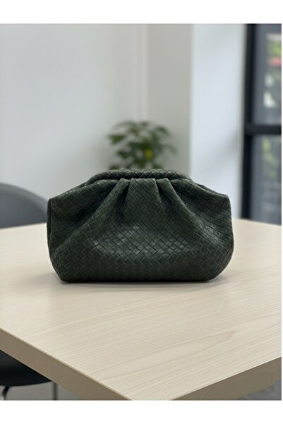 alaracanta Örgülü Kadın El ve Kol Çantası Orta Boy / Haki Renk