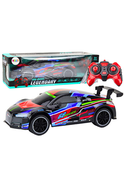 LEAN Black R/C sports car with lights, speed 25 km/h, scale 1:10