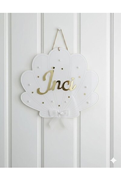 renkli mi renkli tasarım dünyası pleksi incili gold istiridye bebek kapı süsü...