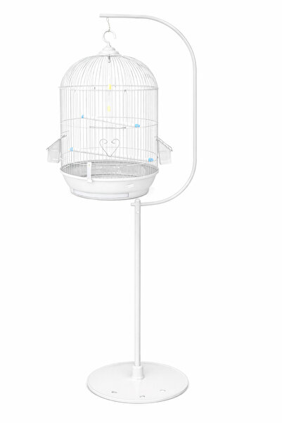 Tofu World قفص طيور معلق فاخر مع حامل معدني – حامل أرضي بطول 150 سم وقفص دائر...
