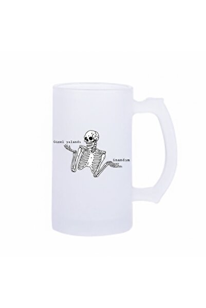 sartre art كوب بيرة جميل مطبوع عليه شعار Yalandı Esprili سعة 500 مل - كوب زجا...