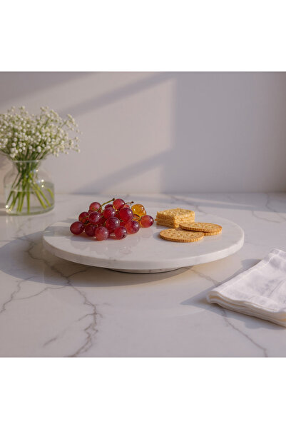 Generic صينية دوارة من الرخام من تصميم بليك مادلين - 36 سم