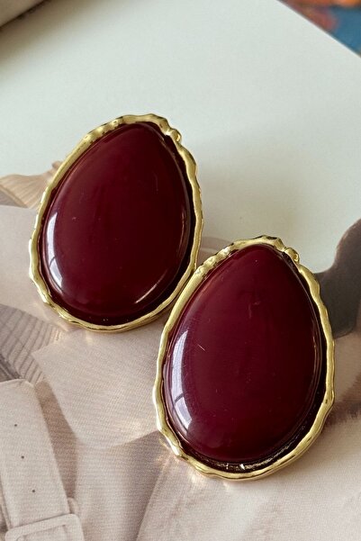 Trendy Butik Vip Bordo Büyük Damla Küpe