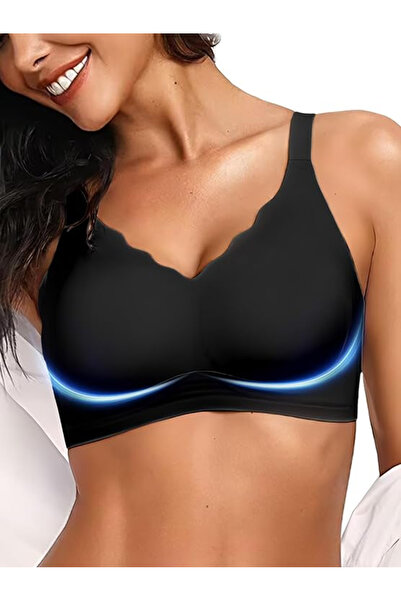 OEM Seamless bra, soft, elastic, push-up, wire-free, black XL