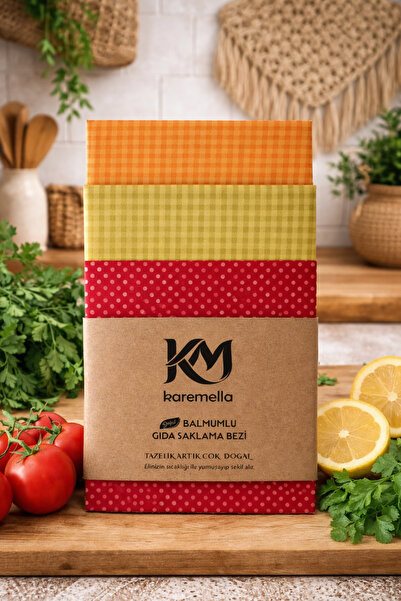 Karemella %100 Organik ve Doğal Balmumlu Tekrar Kullanılabilen Balmumu Gıda S...