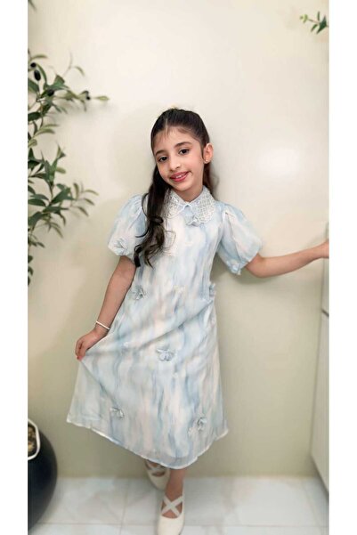 gmax Girls' multi-colored dress with an embroidered collar