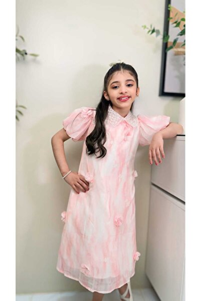 gmax Girls' multi-colored dress with an embroidered collar