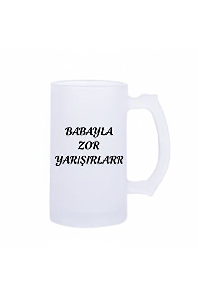 sartre art Babayla Zor Esprili Motto Printed Beer Glass 500 ml - Large Glass ...
