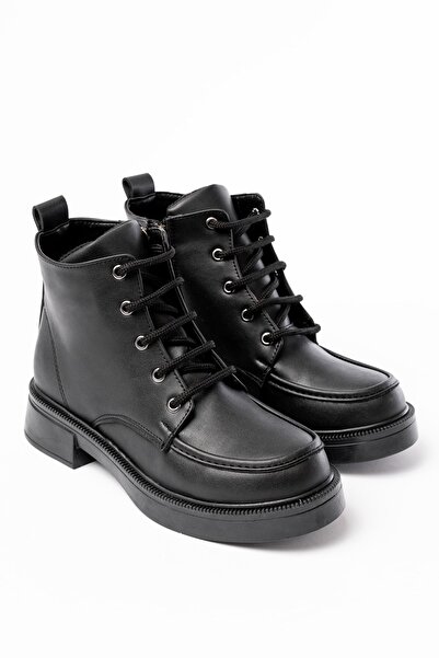 Zerenyus Exi̇n-02-2001 Premium Black Lace-Up Zippered Daily Women's Boots