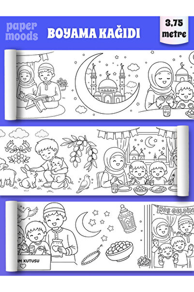 papermoods Ramazan Temalı 3,75 Metre Rulo Boyama Kağıdı - Çocuklar Için Eğiti...