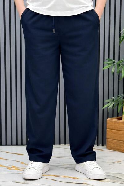 WAFRA Men's Summer Fabric Baggy Pants with Elastic Waist