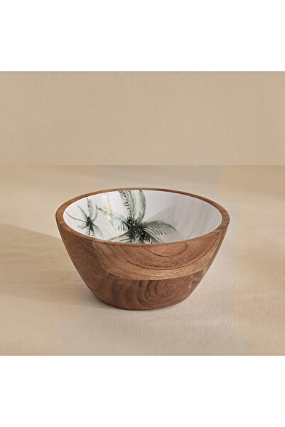 Generic وعاء تقديم خشبي على شكل ورقة نخيل - 17×17×8 سم