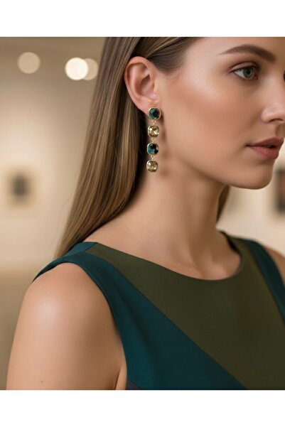 Kmod Life أقراط متدلية مرصعة بالأحجار