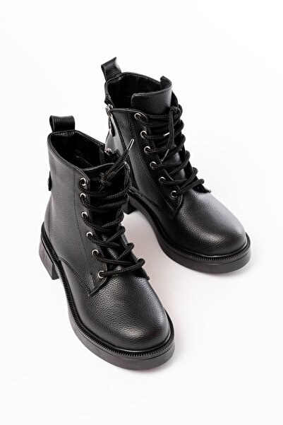 Zerenyus Exi̇n-02-2003 Premium Black Galata Lace-Up Zippered Daily Women's Boots
