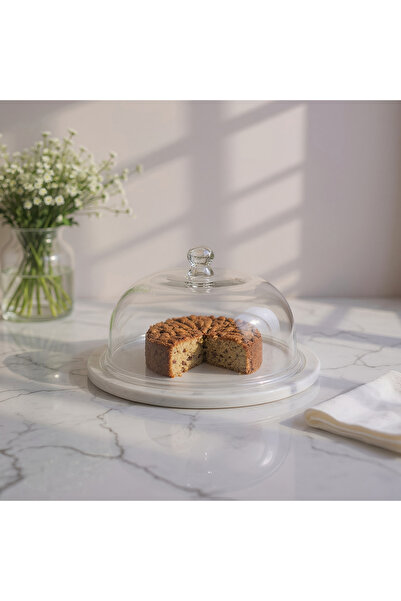 Generic قبة كعكة رخامية من بليك مادلين - 32 سم