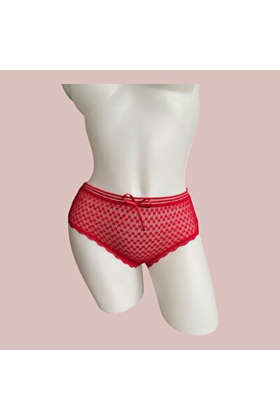 Cottondance Büyük Beden Transparan Kırmızı Tanga