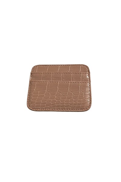 stravis 5-Compartment Powder Pink Croco Pattern Card Holder
