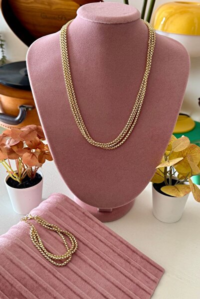 Trendy Butik Ezme Chain Necklace Bracelet Set