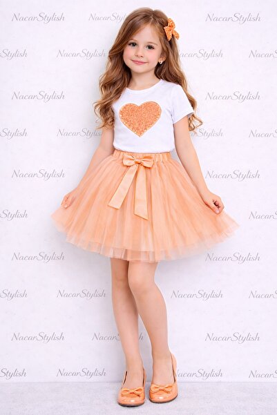 Nacar 23 Nisan 29 Ekim Kalp T-shirt&Tütü Etek 2'li Takım - 23 Nisan Gösteri K...