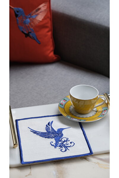 Leoinart Bee Hummingbird Navy Blue Cocktail Coffee Presentation Napkin