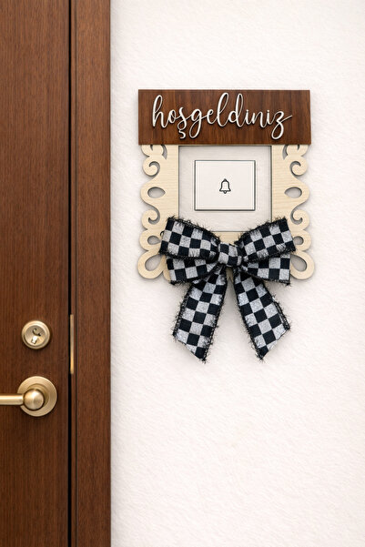 Marrone Ornament pentru priză de curent, panglică în carouri