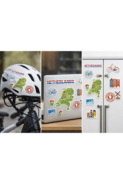 Limitless Design Netherlands Themed Sticker Set – Netherlands, Amsterdam, Bic...