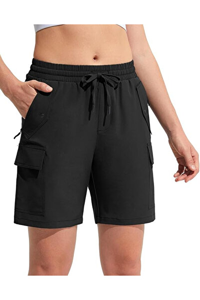 OEM Women's Breathable Sports Pants with Pockets and Elastic Waist, Black Sho...