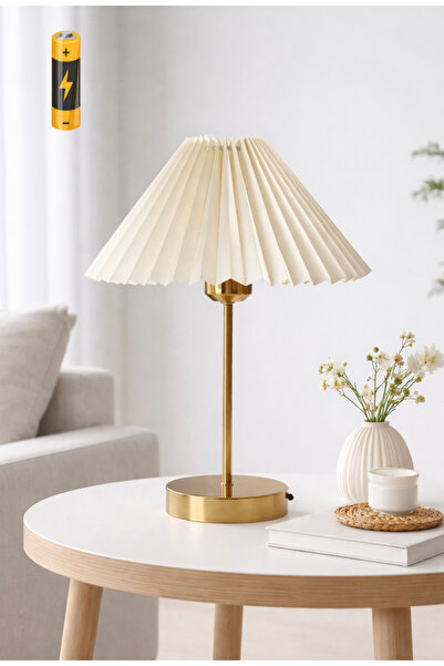 burenze Umbrella Kablosuz Pilli Abajur Ekru Şapka Aç Kapa Butonlu Ledli Pilli...