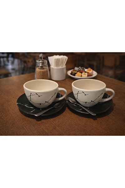 Keramika 4 Parça 2 kişilik Kera Mermer Çay Fincanı Takımı