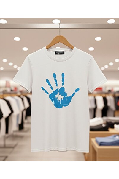 playwear PLAY WEAR Unisex Μπλουζάκι με στάμπα με σχέδιο ίχνου χεριού και λαιμ...