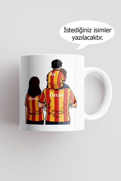 BirYudumAnı Kişiye Özel İsim Yazılı Sarı Kırmızı Taraftar Kupa Bardak