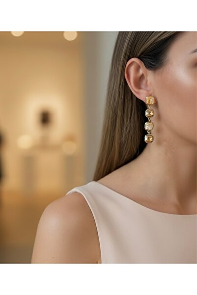 Kmod Life Jewelled Dangle Steel Earrings