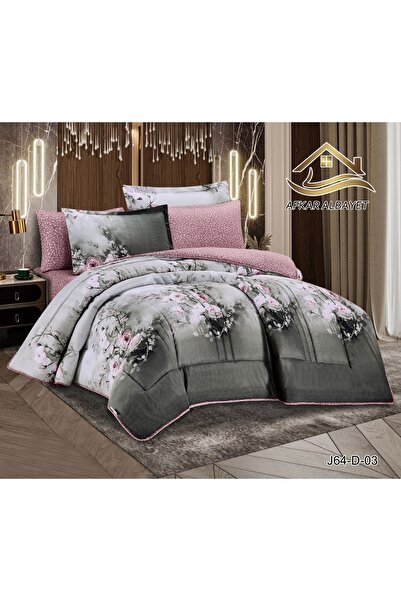 Afkar Albayet Summer double bedsheet set, 6 pieces, floral pattern, microfiber