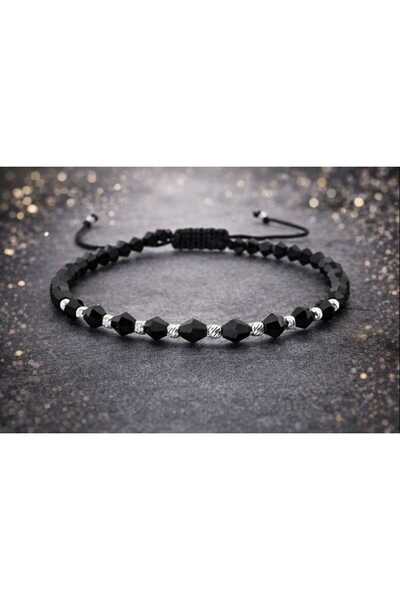 MIKKA STYLE Bracelet with black crystals and 925 silver balls