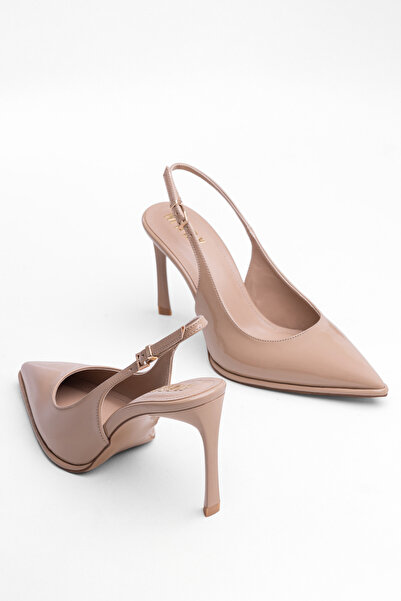 MARY Women's Fizon Patent Leather Pointed Toe Thin Heel Back Strap Casual & C...