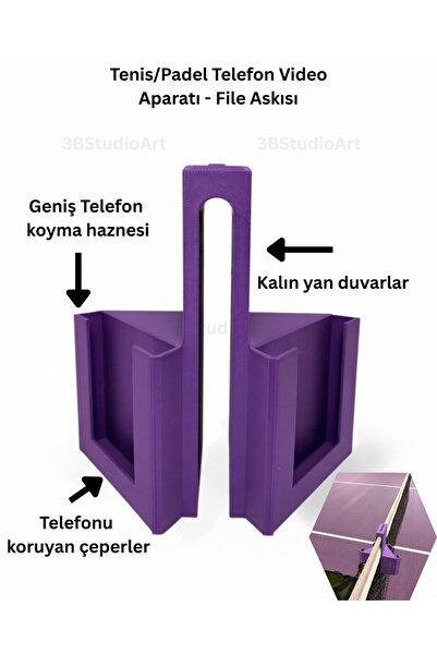 3BStudio Tenis/Padel Kortu İçin Çift Taraflı Telefon Standı – Video Kayıt Apa...