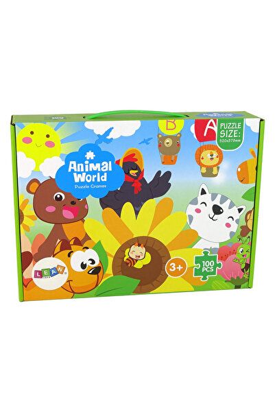 LEAN Детски пъзел 100 части Цветни домашни животни