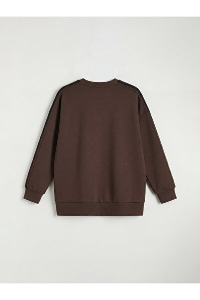 LC Waikiki Mg trenden brown crew neck oversize women's sweatshirt tunic