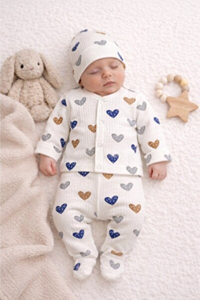 HANNA Set 3 piese Zlev pentru nou-născut 0–3 luni cu inmioare colorate