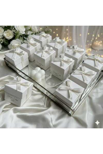 ByDeryaEvent Nişan Nikah Düğün Hediyesi Şık Karton Kutulu Bubble Mum 10 Adet