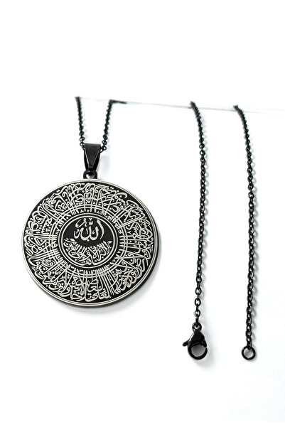 DEARWİSH قلادة من الفولاذ المقاوم للصدأ بطول 60 سم مع سلسلة أكورديون 316L، عل...
