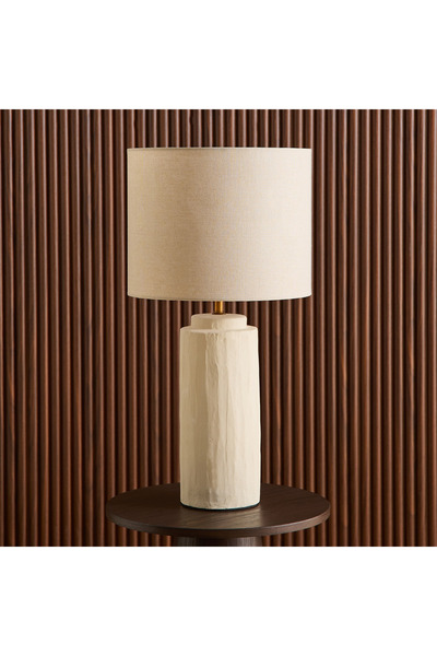 Home Box مصباح طاولة سيراميك كبير الحجم من ناش زوي مع غطاء من الكتان - 16 × 6...