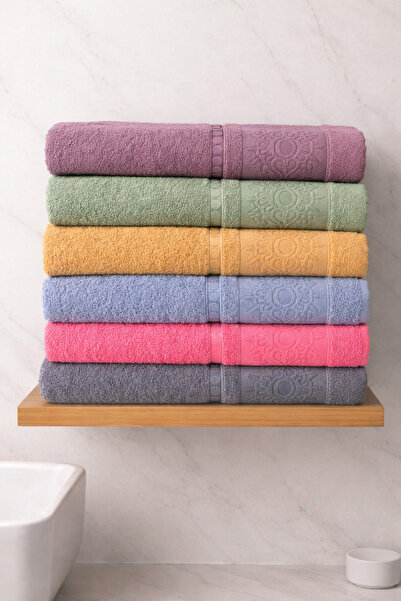 Peacock 6 Pieces Jacquard Patterned Assortment Towel Set 2400Gr