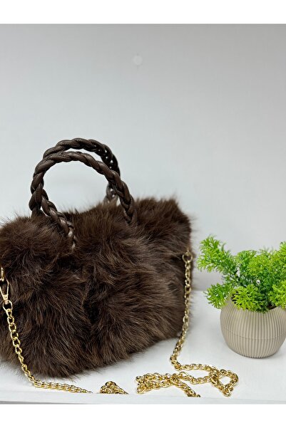 VLDORO D’Oro Faux Fur Edition |   Plush Hand and Shoulder Bag with Knitted Ha...