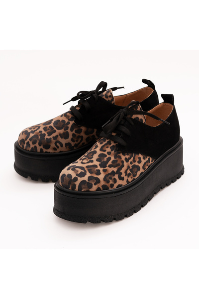 VAGAM Brown Genuine Leather Shoes with High Soles