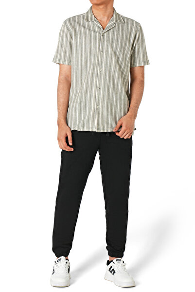 hendam Men's Short Sleeve Striped Polo Shirt