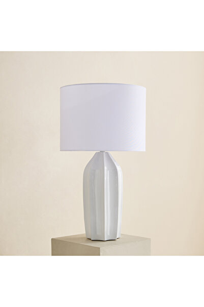 Generic Nash-Zoe Big Size Ceramic Table Lamp with Linen Shade - 18x65 cm